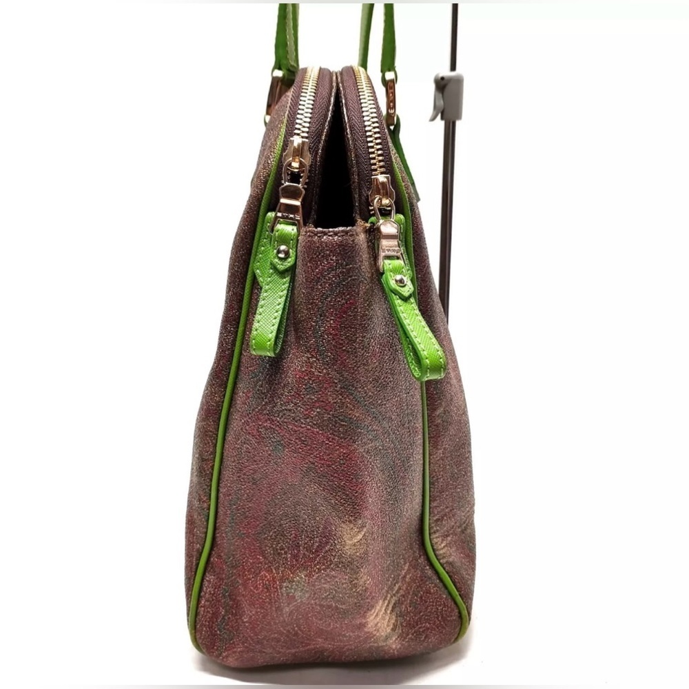 Etro Paisley Print w/ Green Leather Accents - Picture 3 of 10